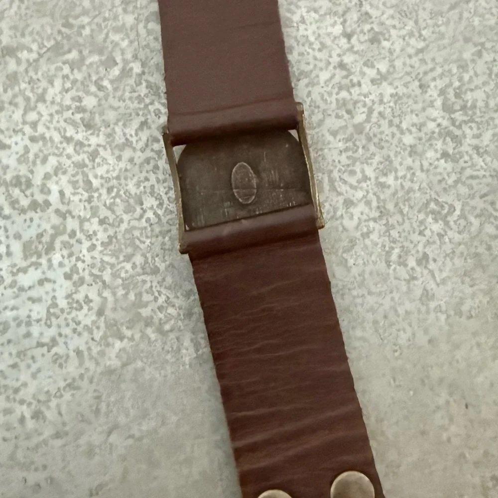 Turquoise Studded Brown Leather Wristband
